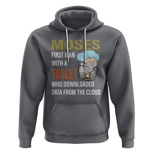 Funny Passover Hoodie Moses First Man With A Tablet Who Downloaded Data From The Cloud TS09 Charcoal Printyourwear