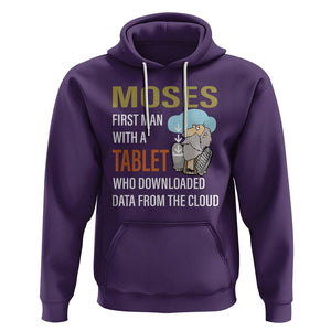 Funny Passover Hoodie Moses First Man With A Tablet Who Downloaded Data From The Cloud TS09 Purple Printyourwear