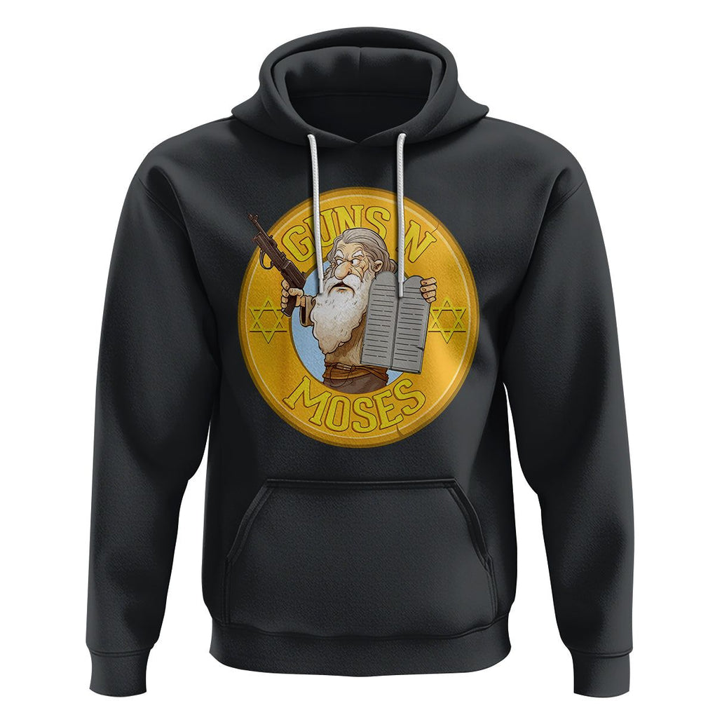 Funny Passover Guns N Moses Jewish Hoodie TS09 Black Printyourwear