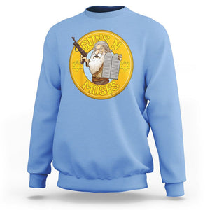 Funny Passover Guns N Moses Jewish Sweatshirt TS09 Carolina Blue Printyourwear