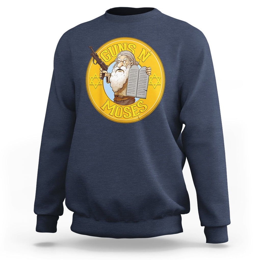 Funny Passover Guns N Moses Jewish Sweatshirt TS09 Navy Printyourwear