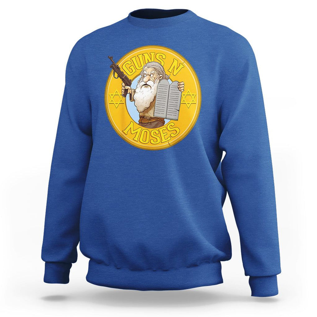 Funny Passover Guns N Moses Jewish Sweatshirt TS09 Royal Blue Printyourwear
