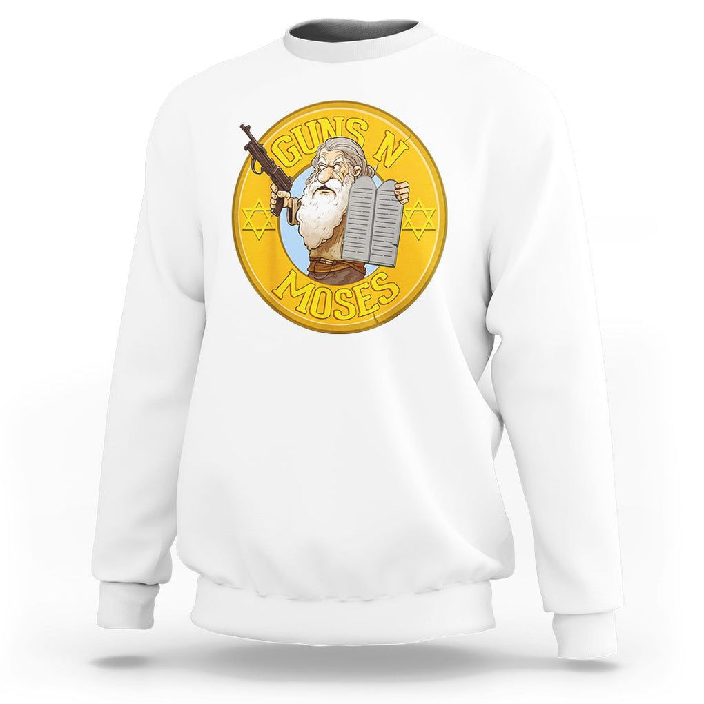 Funny Passover Guns N Moses Jewish Sweatshirt TS09 White Printyourwear