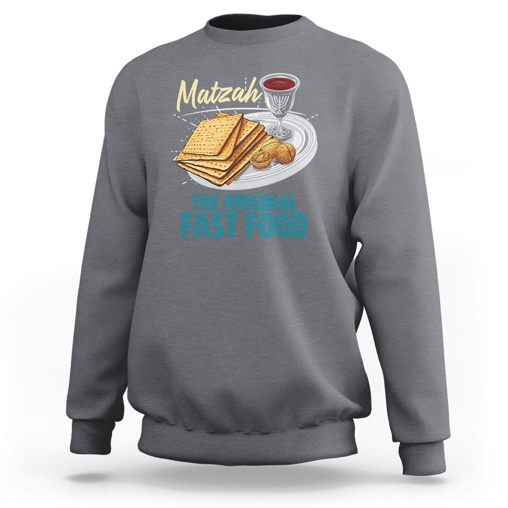 Passover Matzah The Original Fast Food Sweatshirt TS09 Charcoal Printyourwear