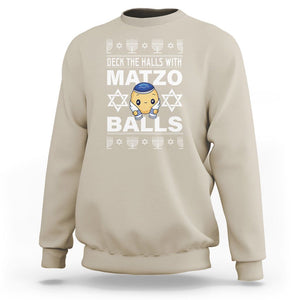 Passover Sweatshirt Deck The Halls With Matzo Balls Jewish Pesach Soup TS09 Sand Printyourwear