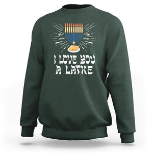 Funny Passover Sweatshirt I Love You A Latke Jewish Word Play Pun Hanukkah Chanukah TS09 Dark Forest Green Printyourwear