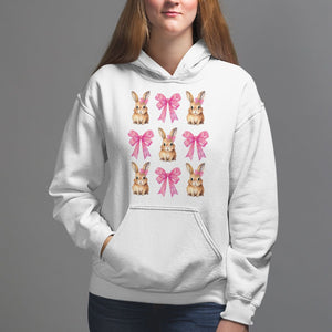 Easter Day Hoodie Pink Coquette Bow Cute Bunny Girls Women TS09 White Printyourwear