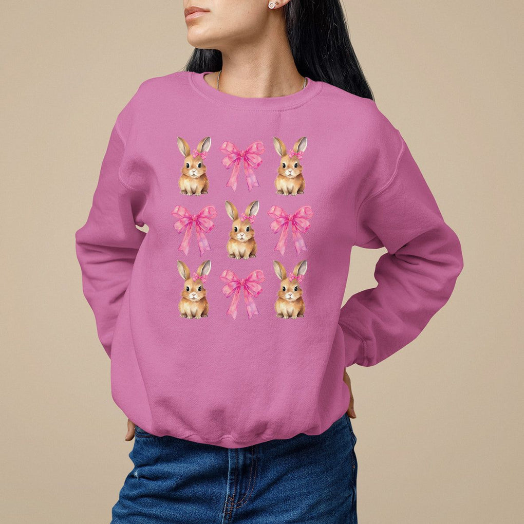 Easter Day Sweatshirt Pink Coquette Bow Cute Bunny Girls Women TS09 Azalea Printyourwear