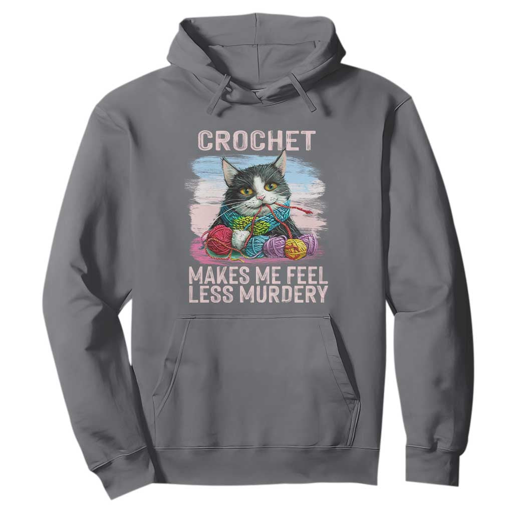 Funny Crochet Cat Hoodie Crochet Makes Me Feel Less Murdery TS09 Charcoal Print Your Wear