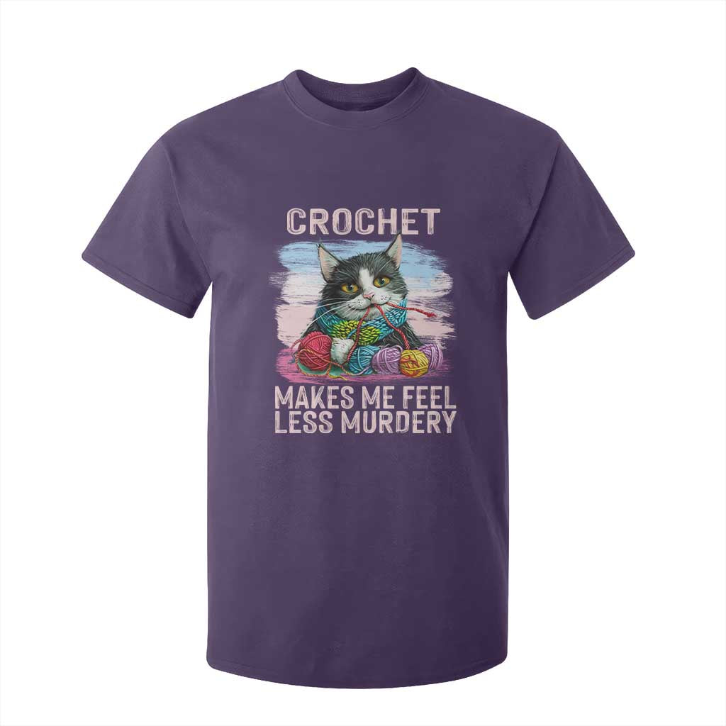 Funny Crochet Cat T Shirt For Kid Crochet Makes Me Feel Less Murdery TS09 Purple Print Your Wear