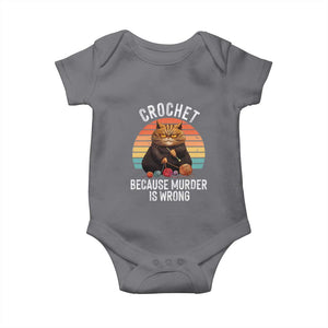 Funny Crochet Cat Baby Onesie Because Murder Is Wrong TS09 Charcoal Print Your Wear