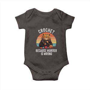 Funny Crochet Cat Baby Onesie Because Murder Is Wrong TS09 Dark Chocolate Print Your Wear