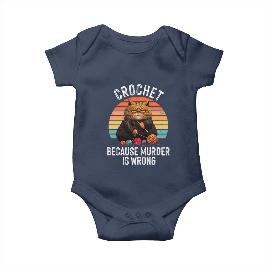 Funny Crochet Cat Baby Onesie Because Murder Is Wrong TS09 Navy Print Your Wear