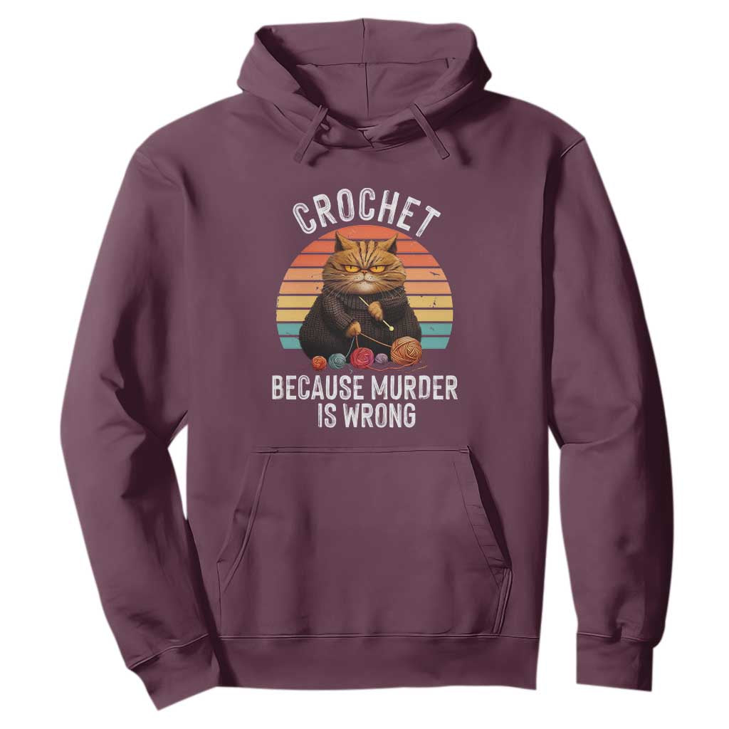 Funny Crochet Cat Hoodie Because Murder Is Wrong TS09 Maroon Print Your Wear