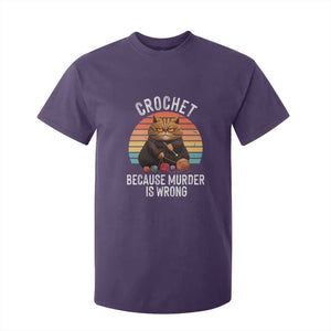 Funny Crochet Cat T Shirt For Kid Because Murder Is Wrong TS09 Purple Print Your Wear