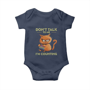 Funny Crochet Cat Baby Onesie Don't Talk To Me I'm Counting TS09 Navy Print Your Wear