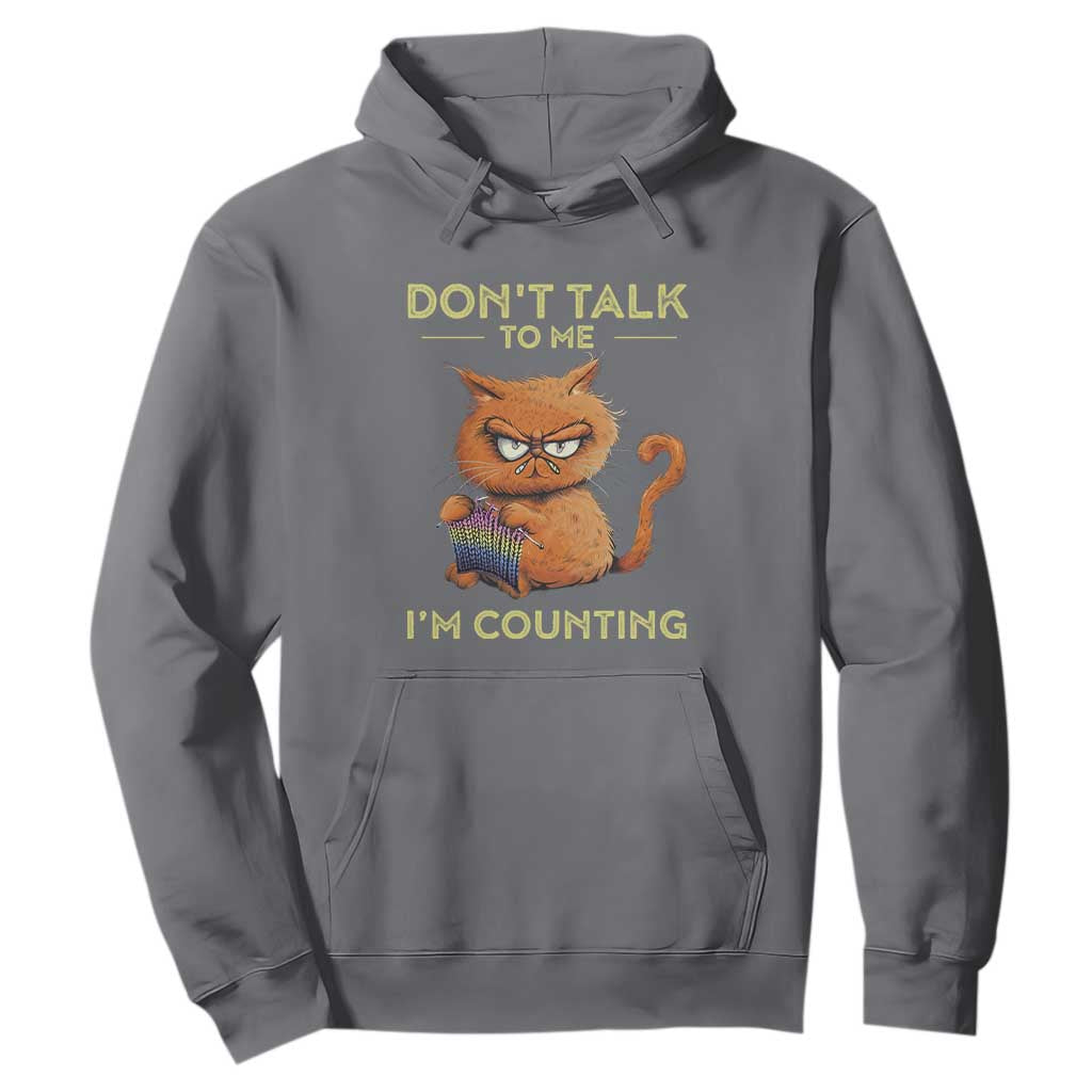 Funny Crochet Cat Hoodie Don't Talk To Me I'm Counting TS09 Charcoal Print Your Wear