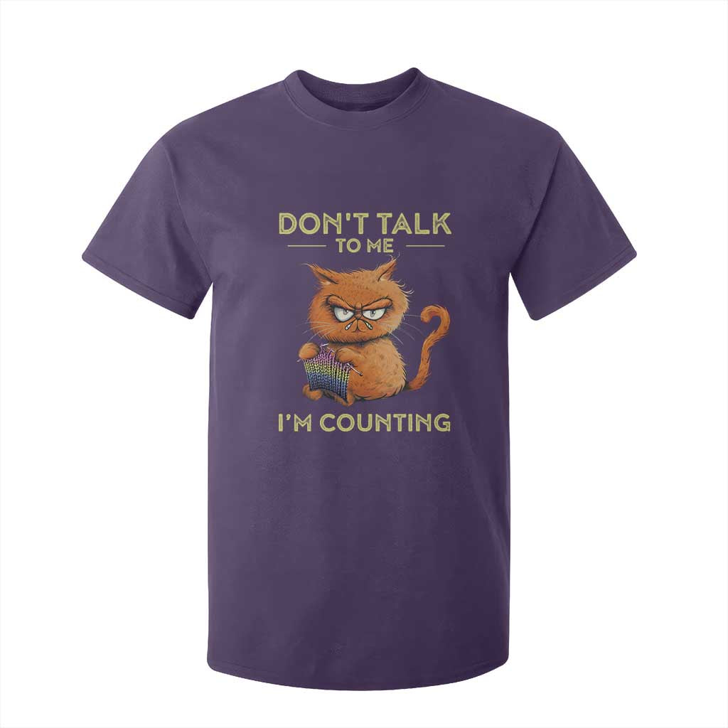 Funny Crochet Cat T Shirt For Kid Don't Talk To Me I'm Counting TS09 Purple Print Your Wear