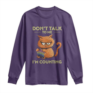 Funny Crochet Cat Long Sleeve Shirt Don't Talk To Me I'm Counting TS09 Purple Print Your Wear