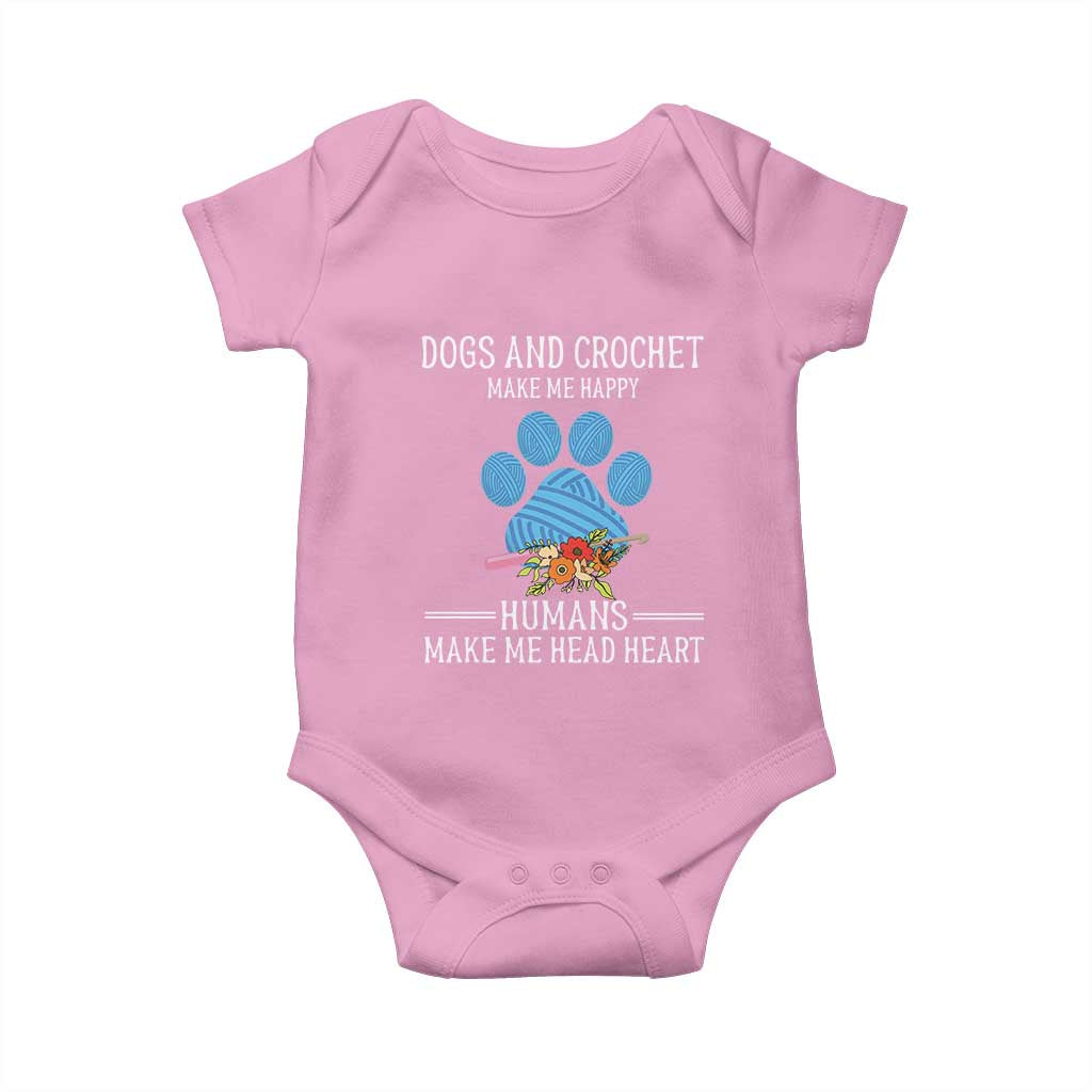 Funny Dogs And Crochet Baby Onesie Make Me Happy TS09 Light Pink Print Your Wear