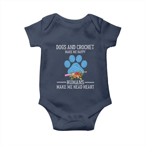 Funny Dogs And Crochet Baby Onesie Make Me Happy TS09 Navy Print Your Wear