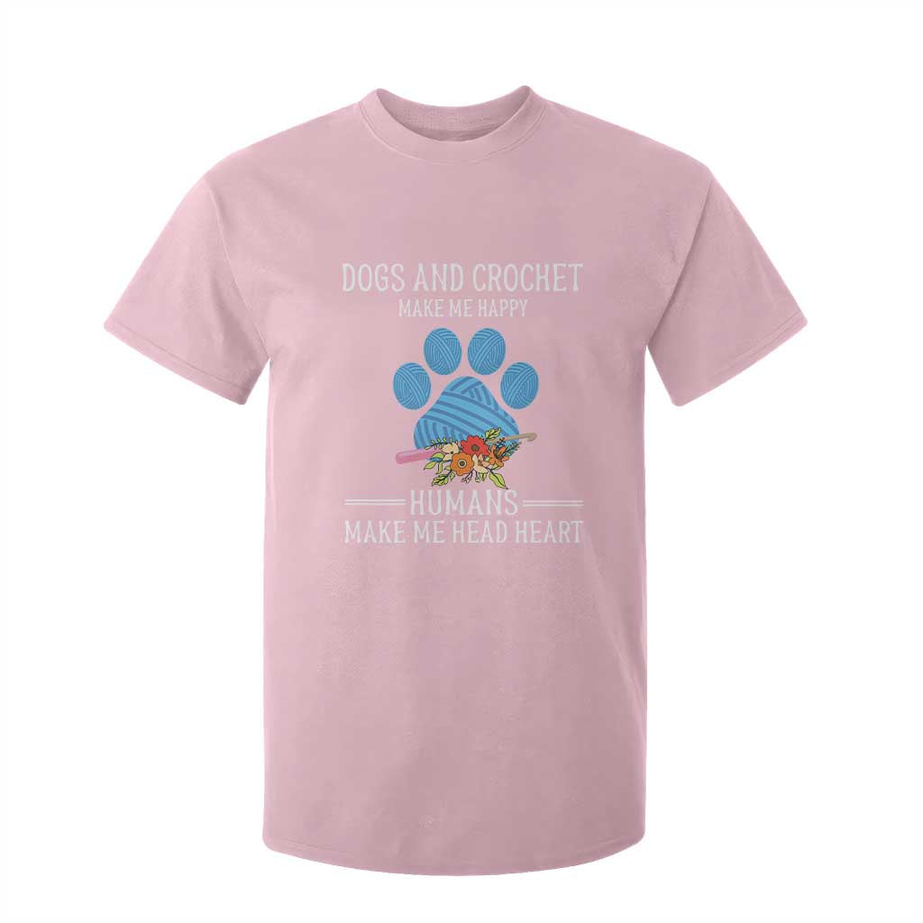Funny Dogs And Crochet T Shirt For Kid Make Me Happy TS09 Light Pink Print Your Wear