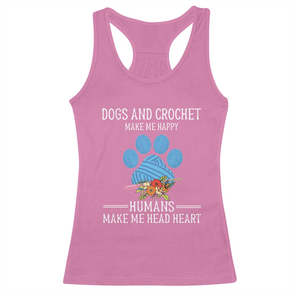 Funny Dogs And Crochet Racerback Tank Top Make Me Happy TS09 Azalea Print Your Wear