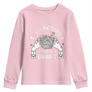 Witch Crochet Youth Sweatshirt I Practice Stitch Craft TS09 Light Pink Print Your Wear
