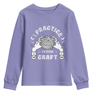 Witch Crochet Youth Sweatshirt I Practice Stitch Craft TS09 Violet Print Your Wear