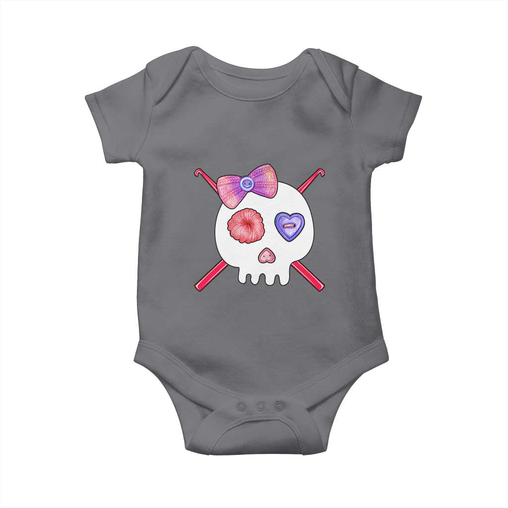 Cute Skull Crochet Knitting Baby Onesie TS09 Charcoal Print Your Wear