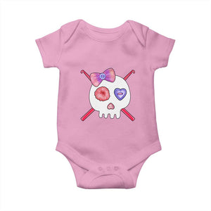 Cute Skull Crochet Knitting Baby Onesie TS09 Light Pink Print Your Wear