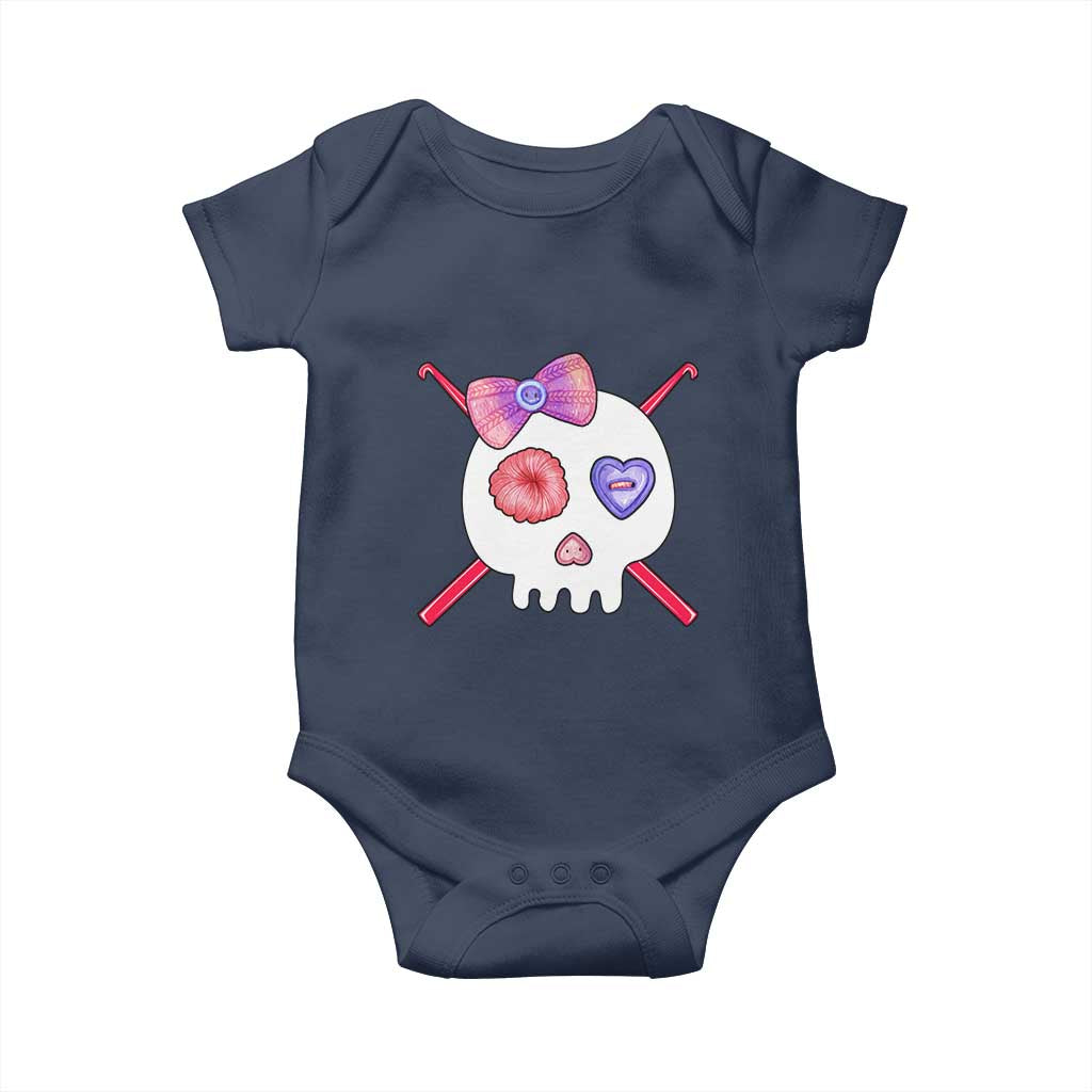Cute Skull Crochet Knitting Baby Onesie TS09 Navy Print Your Wear