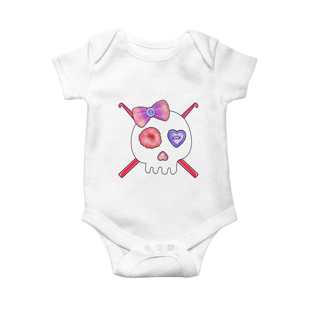 Cute Skull Crochet Knitting Baby Onesie TS09 White Print Your Wear