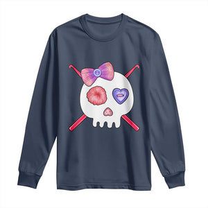 Cute Skull Crochet Knitting Long Sleeve Shirt TS09 Navy Print Your Wear