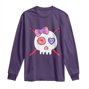Cute Skull Crochet Knitting Long Sleeve Shirt TS09 Purple Print Your Wear
