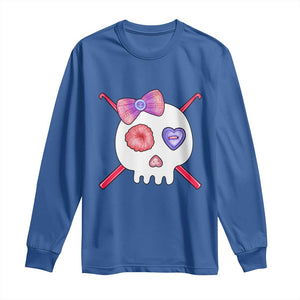 Cute Skull Crochet Knitting Long Sleeve Shirt TS09 Royal Blue Print Your Wear