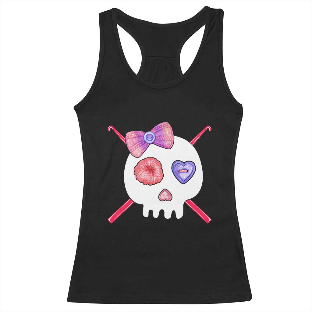 Cute Skull Crochet Knitting Racerback Tank Top TS09 Black Print Your Wear