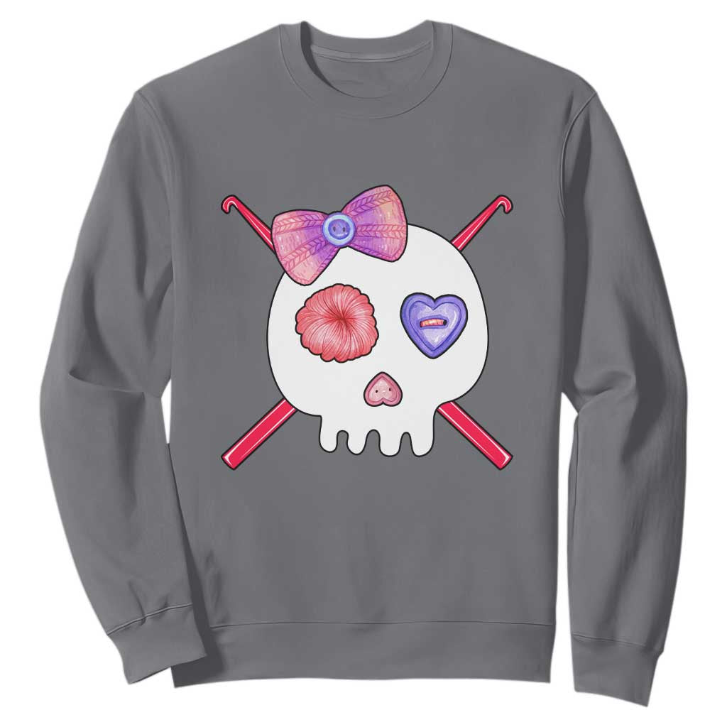 Cute Skull Crochet Knitting Sweatshirt TS09 Charcoal Print Your Wear