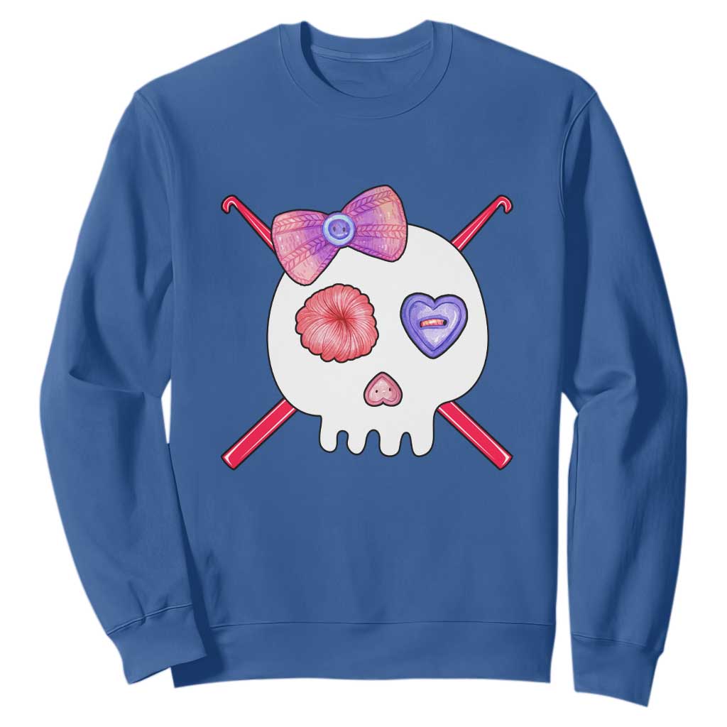 Cute Skull Crochet Knitting Sweatshirt TS09 Royal Blue Print Your Wear
