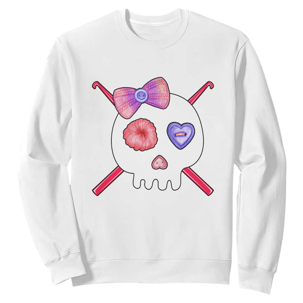 Cute Skull Crochet Knitting Sweatshirt TS09 White Print Your Wear