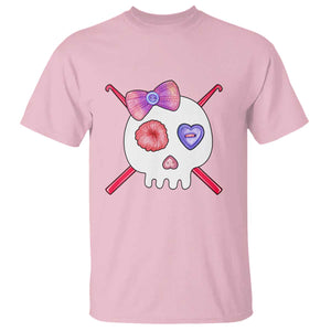 Cute Skull Crochet Knitting T Shirt TS09 Light Pink Print Your Wear