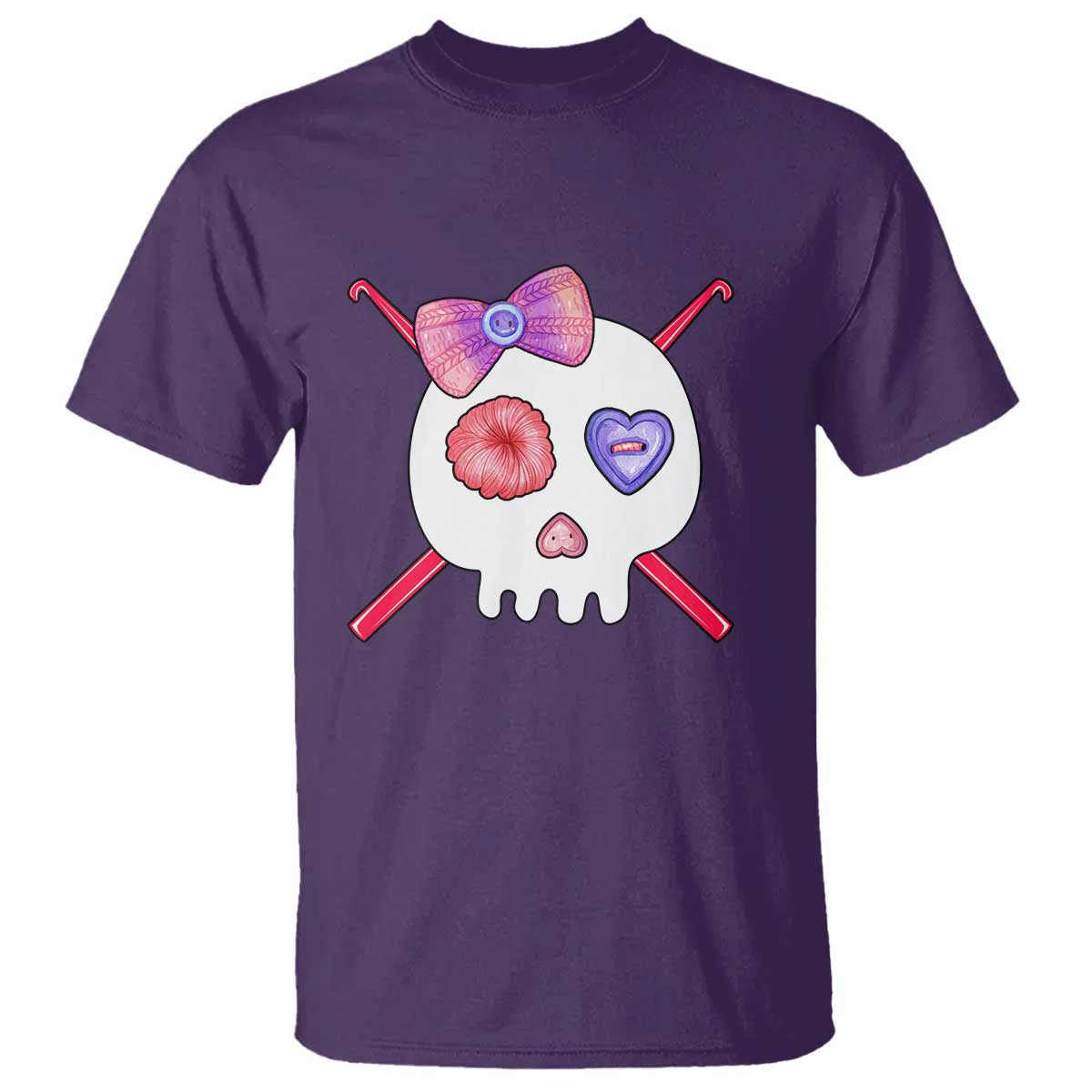 Cute Skull Crochet Knitting T Shirt TS09 Purple Print Your Wear