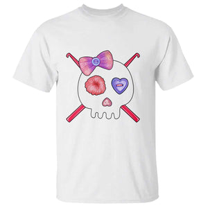 Cute Skull Crochet Knitting T Shirt TS09 White Print Your Wear
