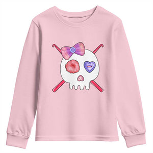 Cute Skull Crochet Knitting Youth Sweatshirt TS09 Light Pink Print Your Wear
