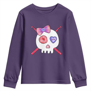 Cute Skull Crochet Knitting Youth Sweatshirt TS09 Purple Print Your Wear