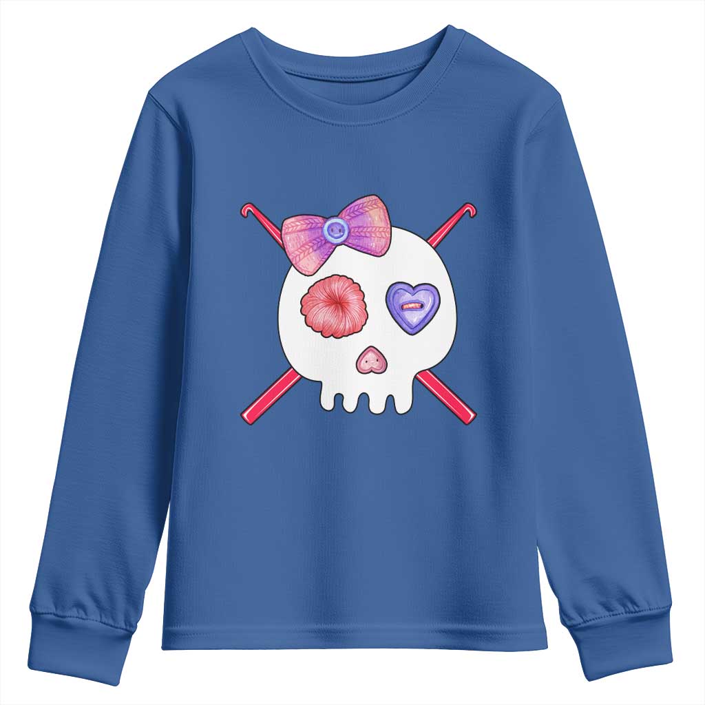 Cute Skull Crochet Knitting Youth Sweatshirt TS09 Royal Blue Print Your Wear