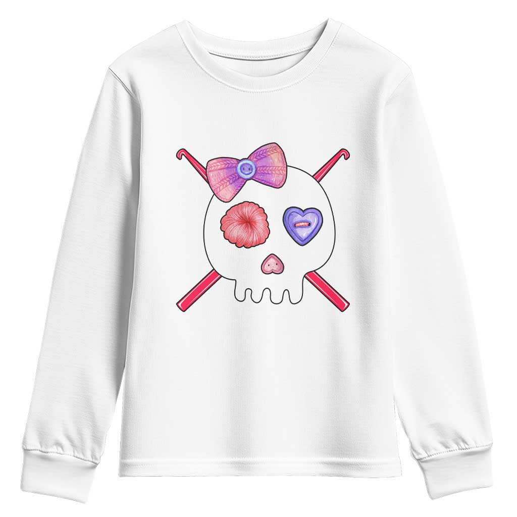 Cute Skull Crochet Knitting Youth Sweatshirt TS09 White Print Your Wear