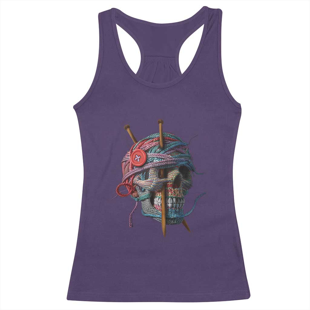 Funny Crochet Racerback Tank Top Yard Skull Halloween Knitting TS09 Purple Print Your Wear