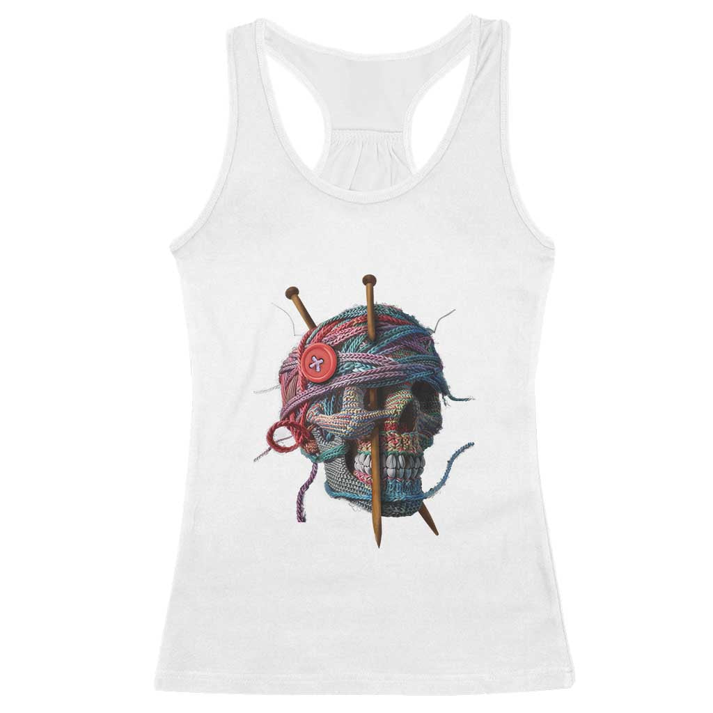 Funny Crochet Racerback Tank Top Yard Skull Halloween Knitting TS09 White Print Your Wear