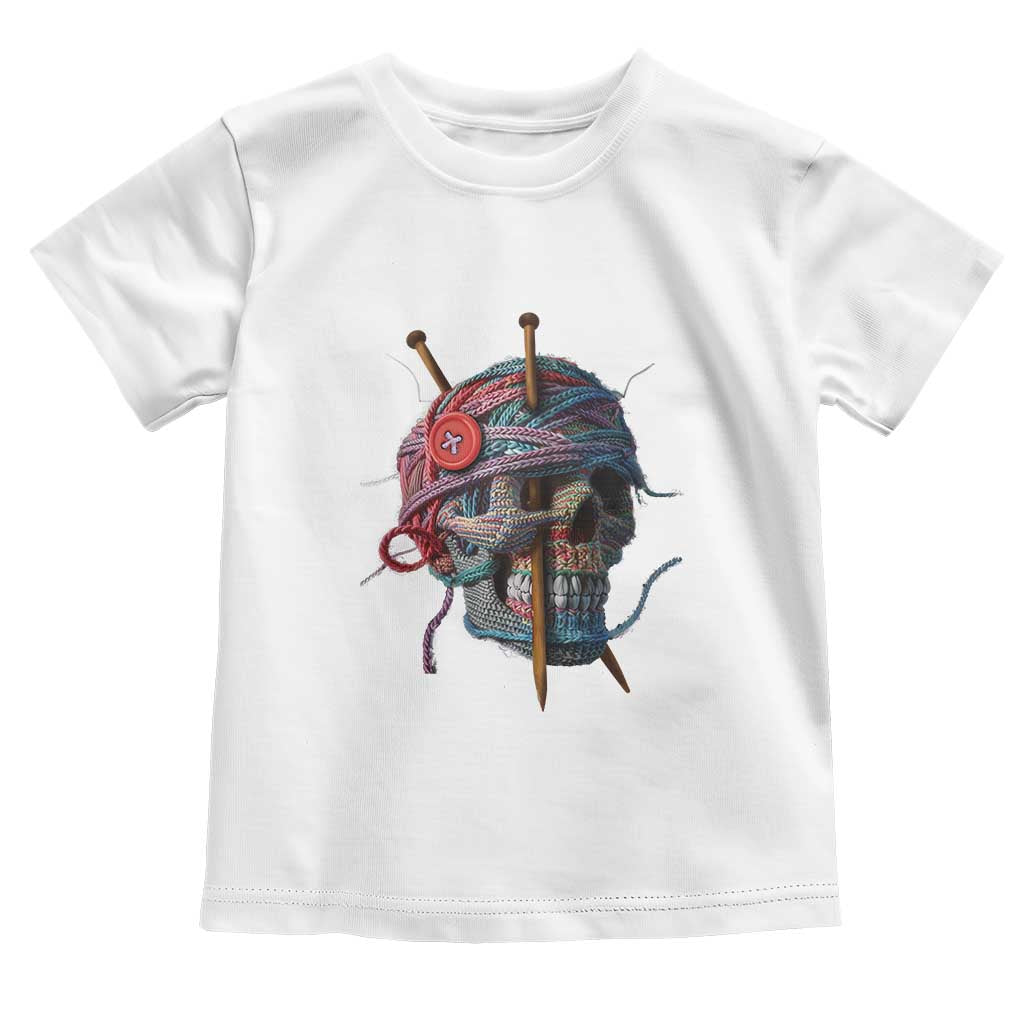 Funny Crochet Toddler T Shirt Yard Skull Halloween Knitting TS09 White Print Your Wear